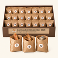 Canis Adventskalender 2026: cadeaudoos met 24 genummerde zakjes, in elk zakje één natuurlijke hondensnack (pre-order)